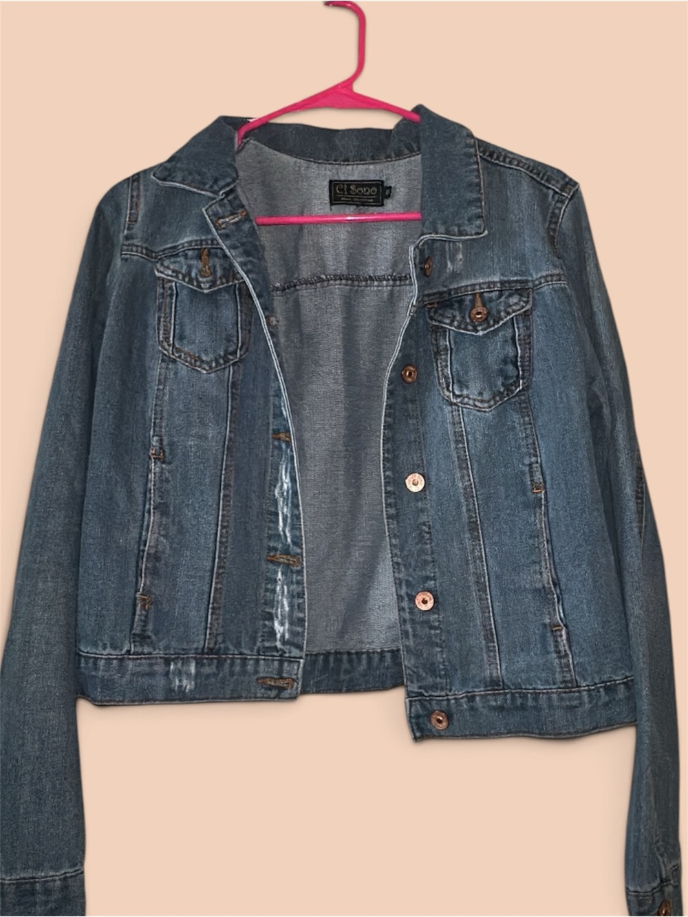 Ci Sono Dark Blue Denim Jacket with Chest Pockets